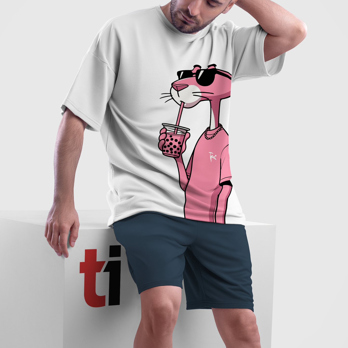 " Pink Panther " Printed Over size T-Shirt