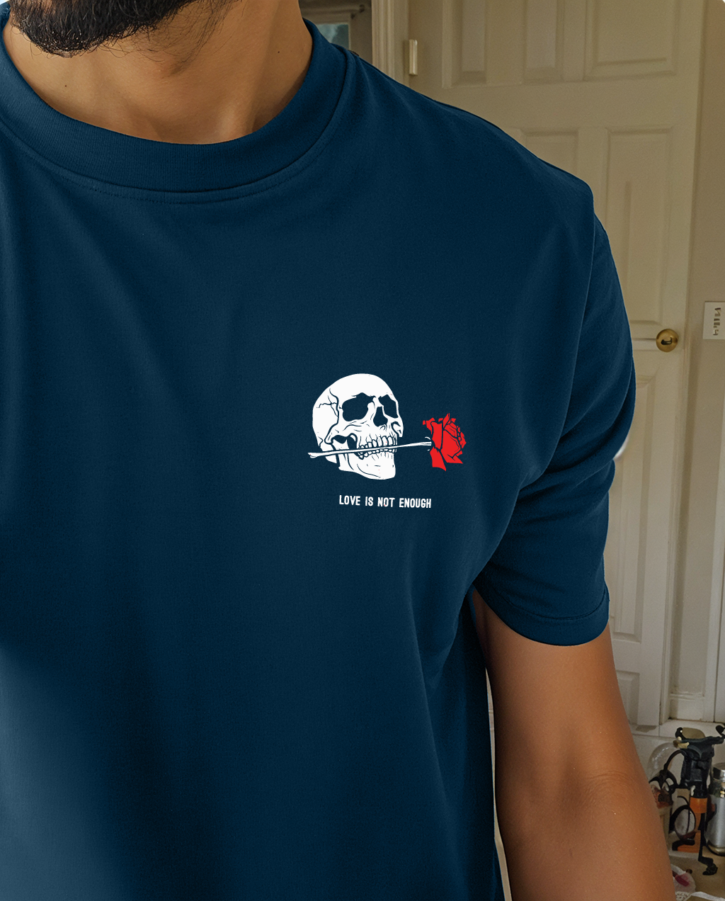 " Skull-Rose " Printed Over size T-Shirt