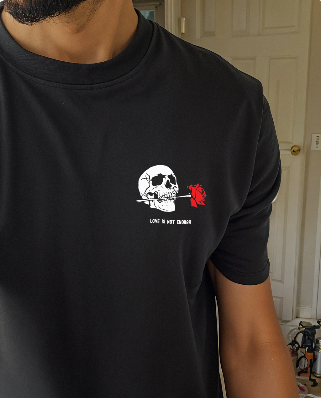 " Skull-Rose " Printed Over size T-Shirt