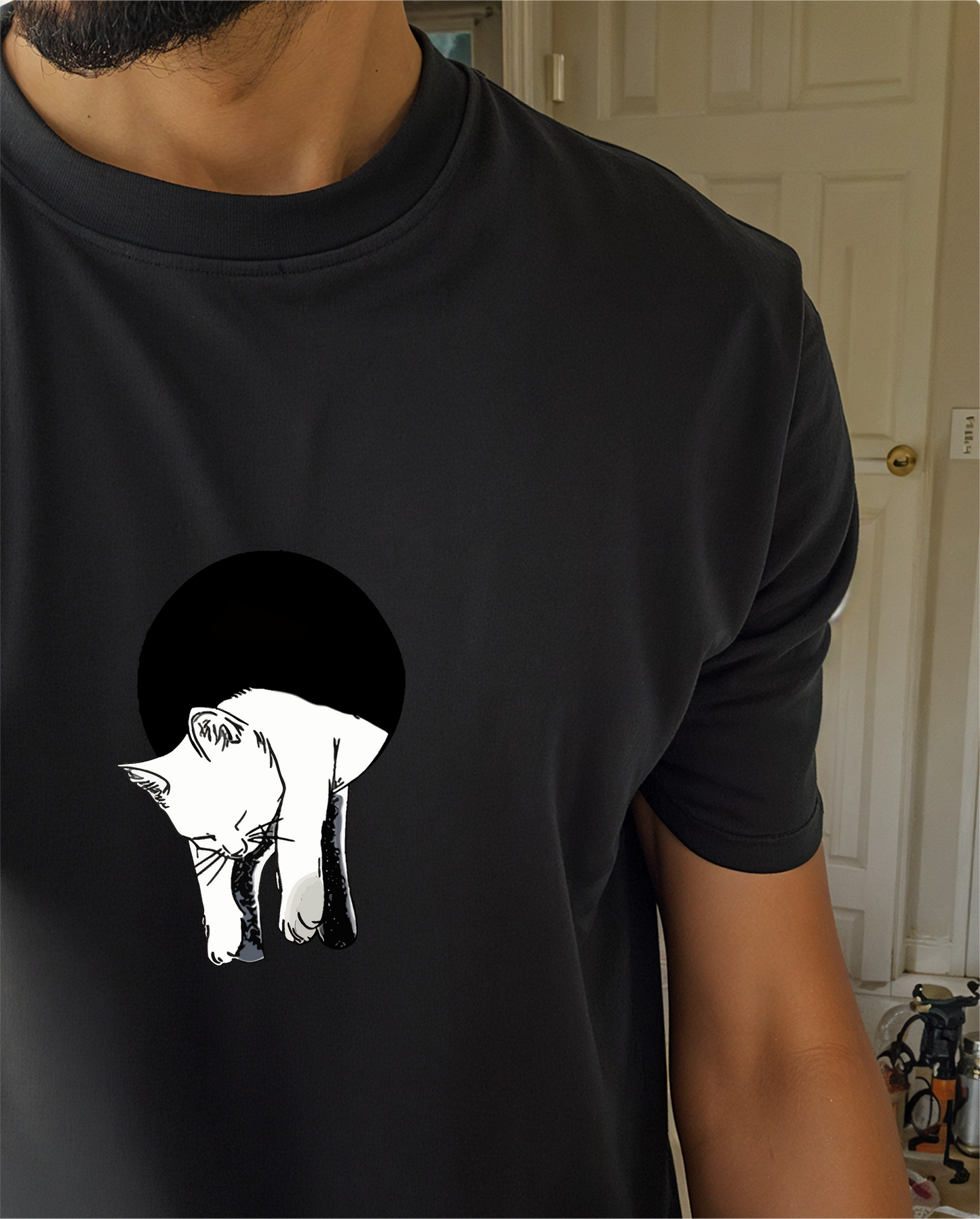 " Lazy Cat " Printed Over size T-Shirt