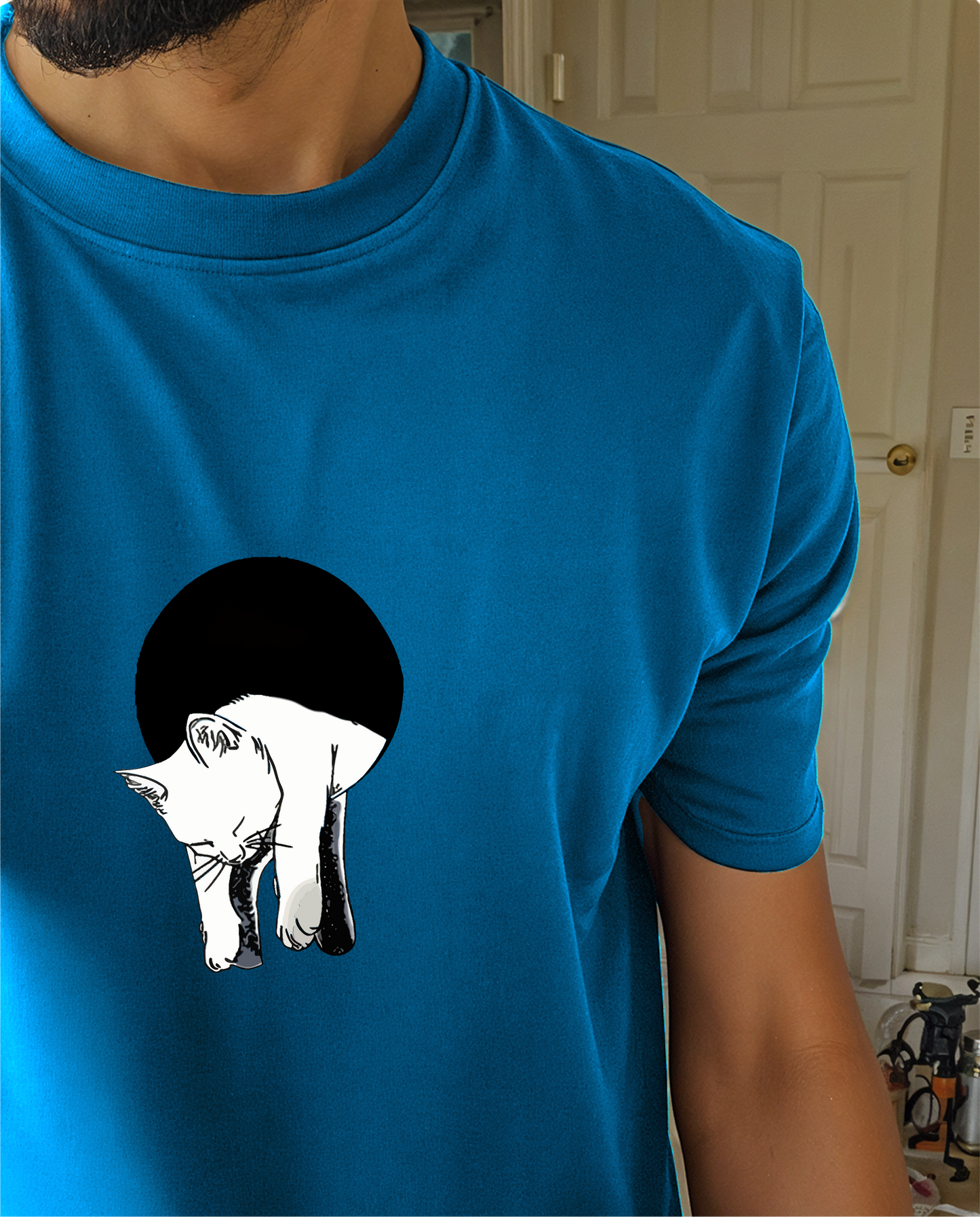 " Lazy Cat " Printed Over size T-Shirt