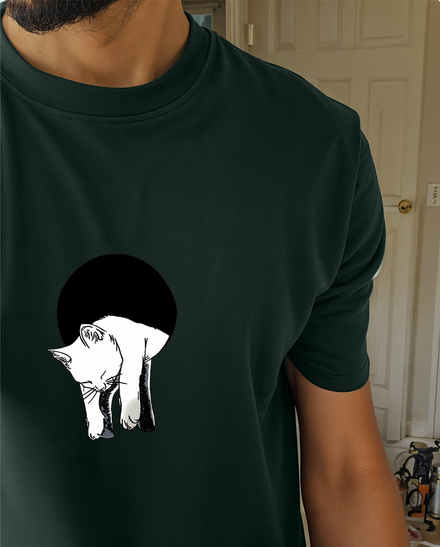 " Lazy Cat " Printed Over size T-Shirt
