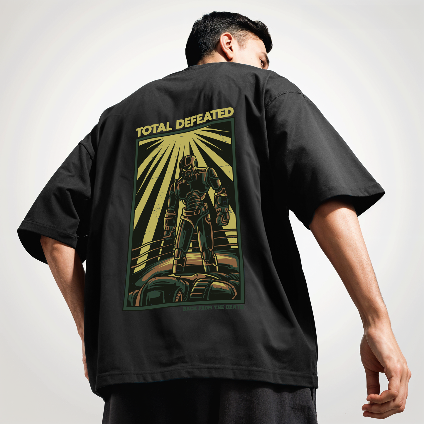 "Total-defeated " Printed Over size T-Shirt