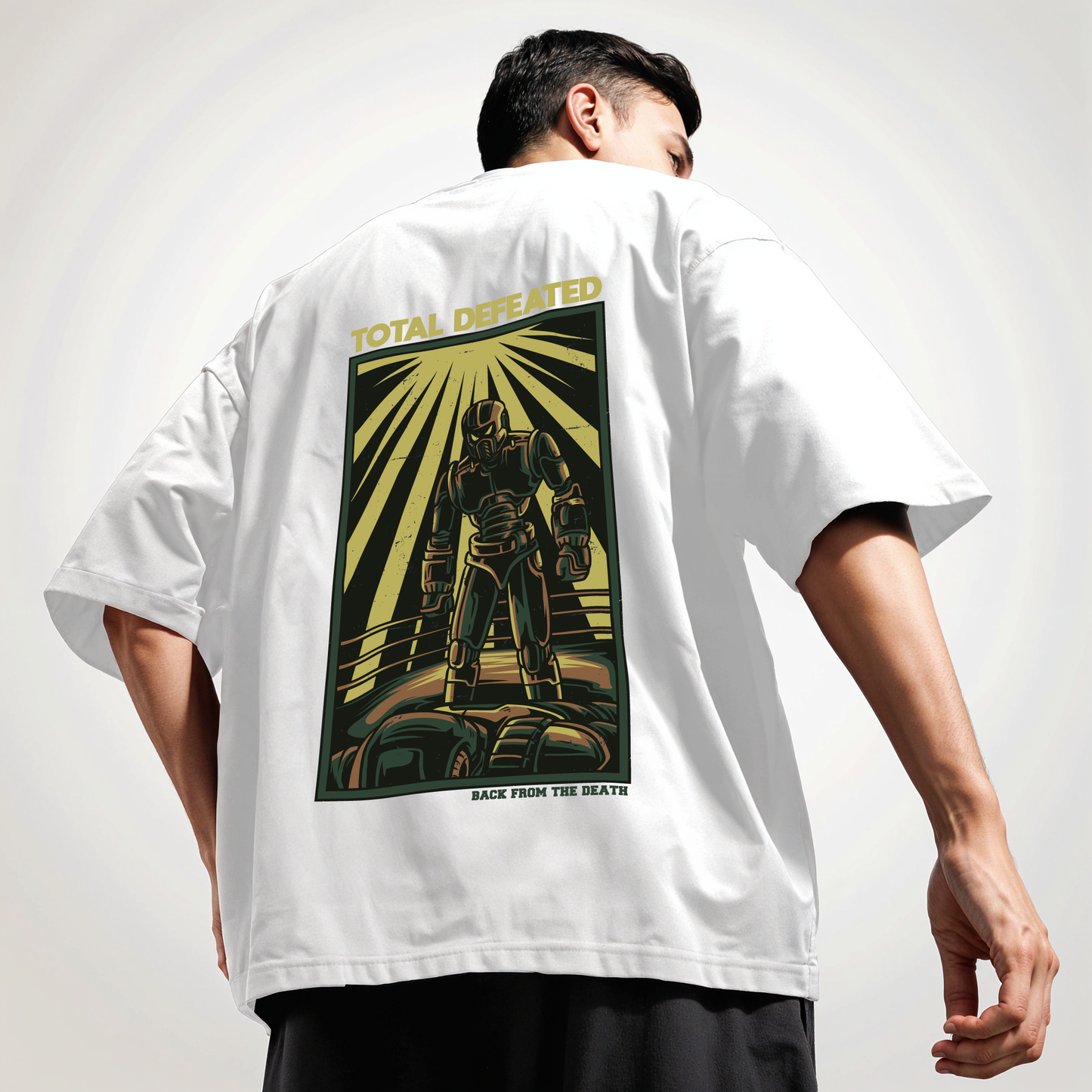 "Total-defeated " Printed Over size T-Shirt