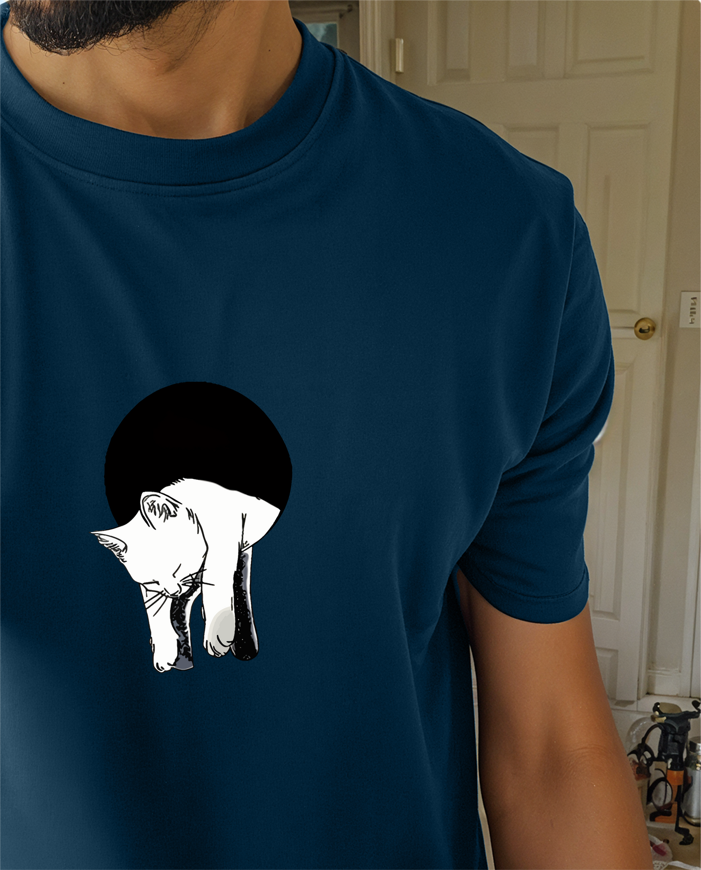 " Lazy Cat " Printed Over size T-Shirt