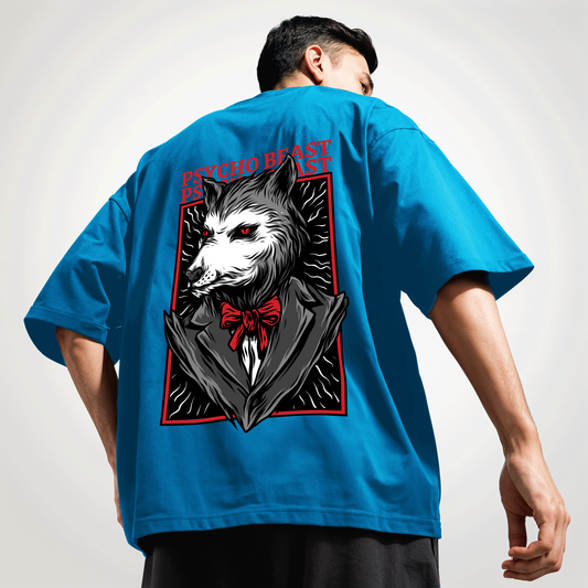 " Psycho-Beast " Printed Over size T-Shirt
