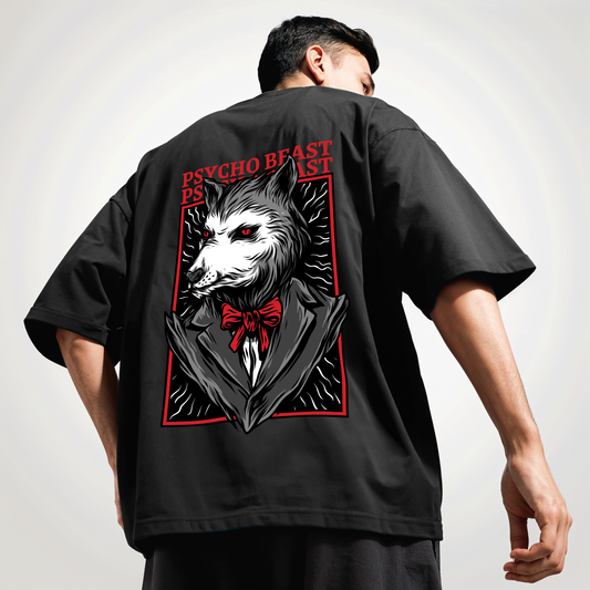 " Psycho-Beast " Printed Over size T-Shirt