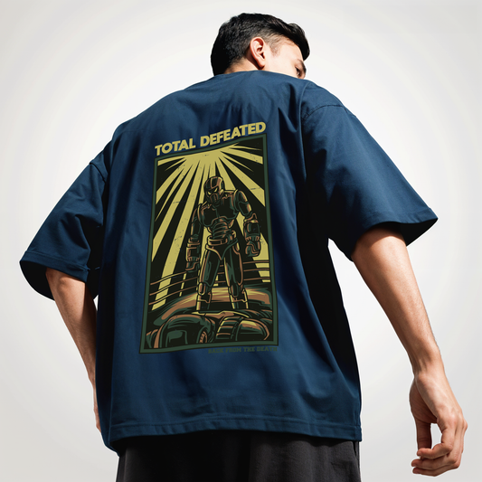 "Total-defeated " Printed Over size T-Shirt